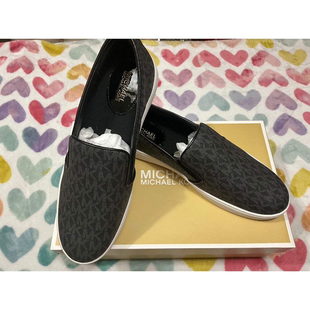 MICHAEL KORS Women's MK Signature Slip On Sneakers Black Size 8.5